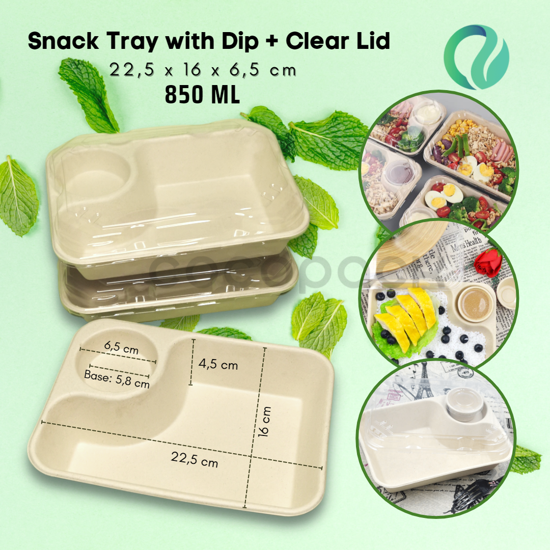 Bagasse Sauce Cup + Clear Lids