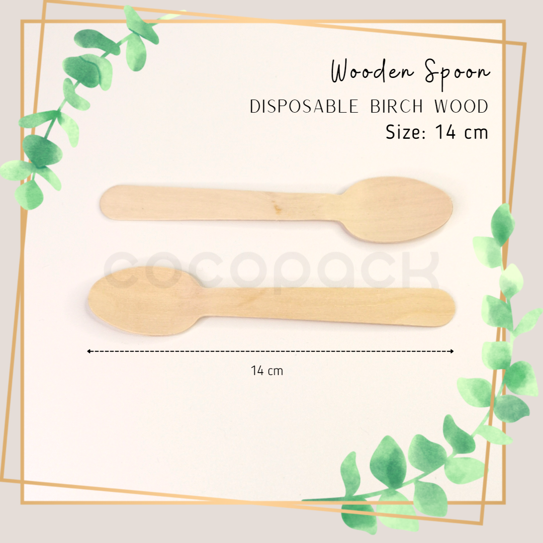 Disposable Wooden Spoon 14 cm - Gambar 4