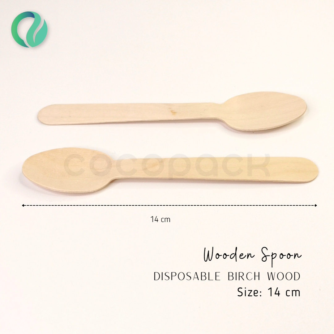 Disposable Wooden Spoon 14 cm - Gambar 3