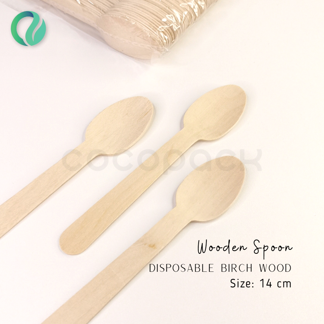 Disposable Wooden Spoon 14 cm - Gambar 2