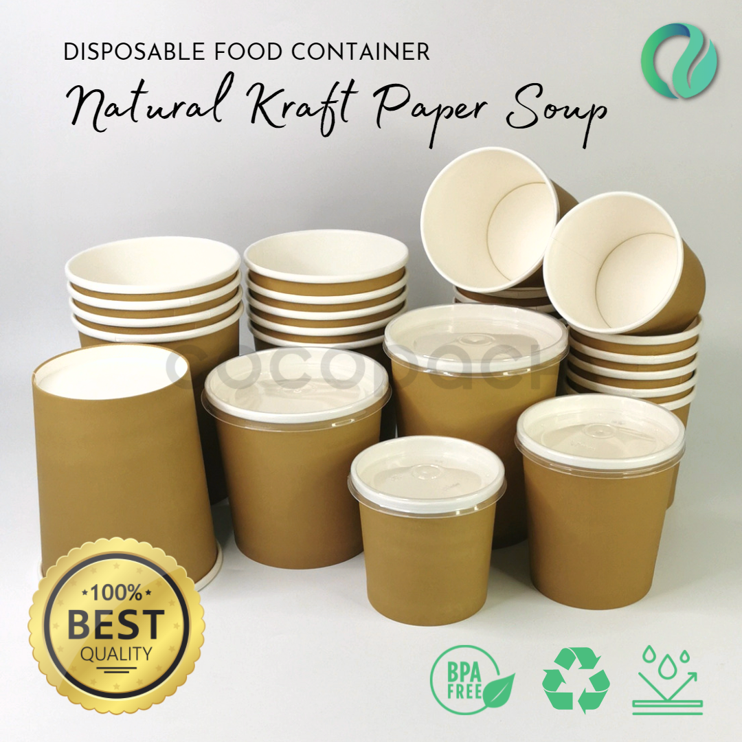 Natural Brown Kraft Paper Soup + PP LID - Gambar 3