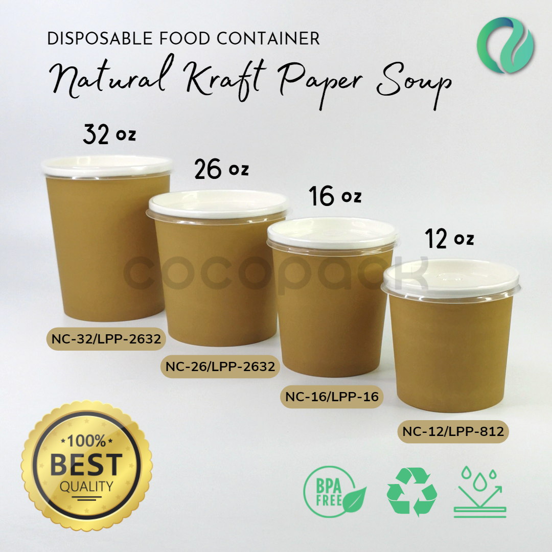 Natural Brown Kraft Paper Soup + PP LID