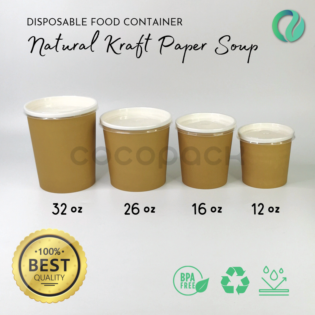 Natural Brown Kraft Paper Soup + PP LID - Gambar 6