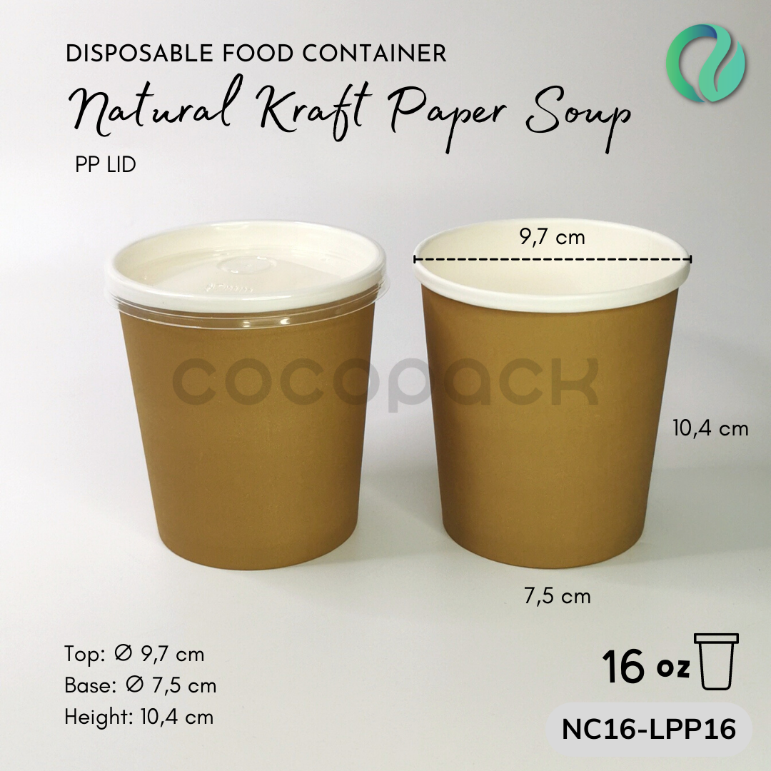 Natural Brown Kraft Paper Soup + PP LID - Gambar 8