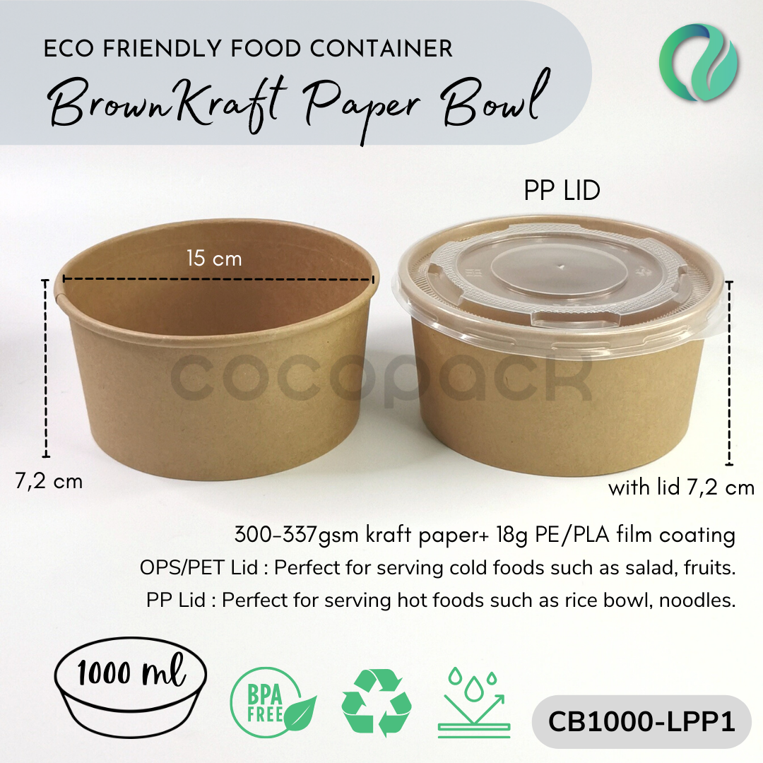 Salad Kraft Paper Bowl 500/750/1000/1300ml - Gambar 6