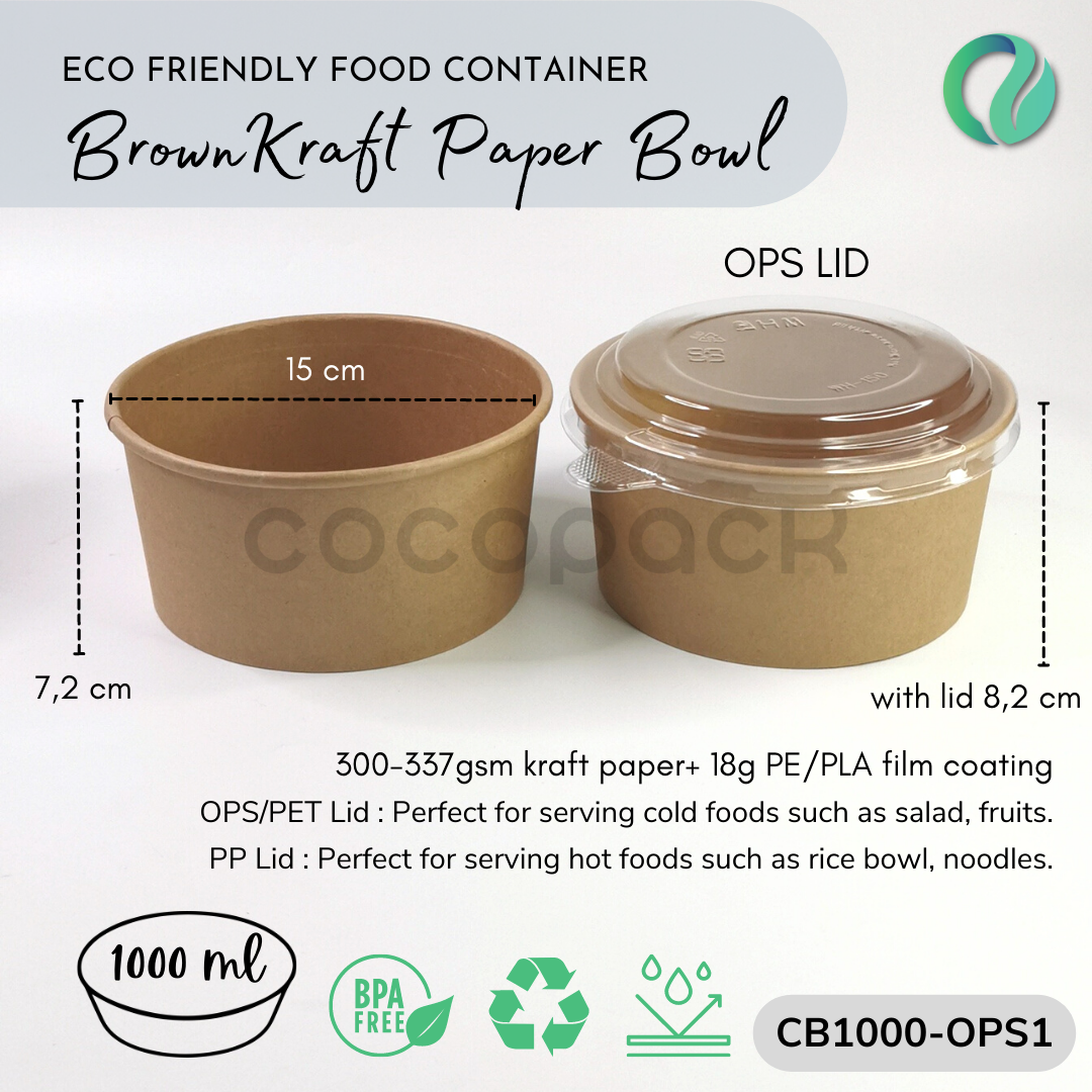 Salad Kraft Paper Bowl 500/750/1000/1300ml - Gambar 5