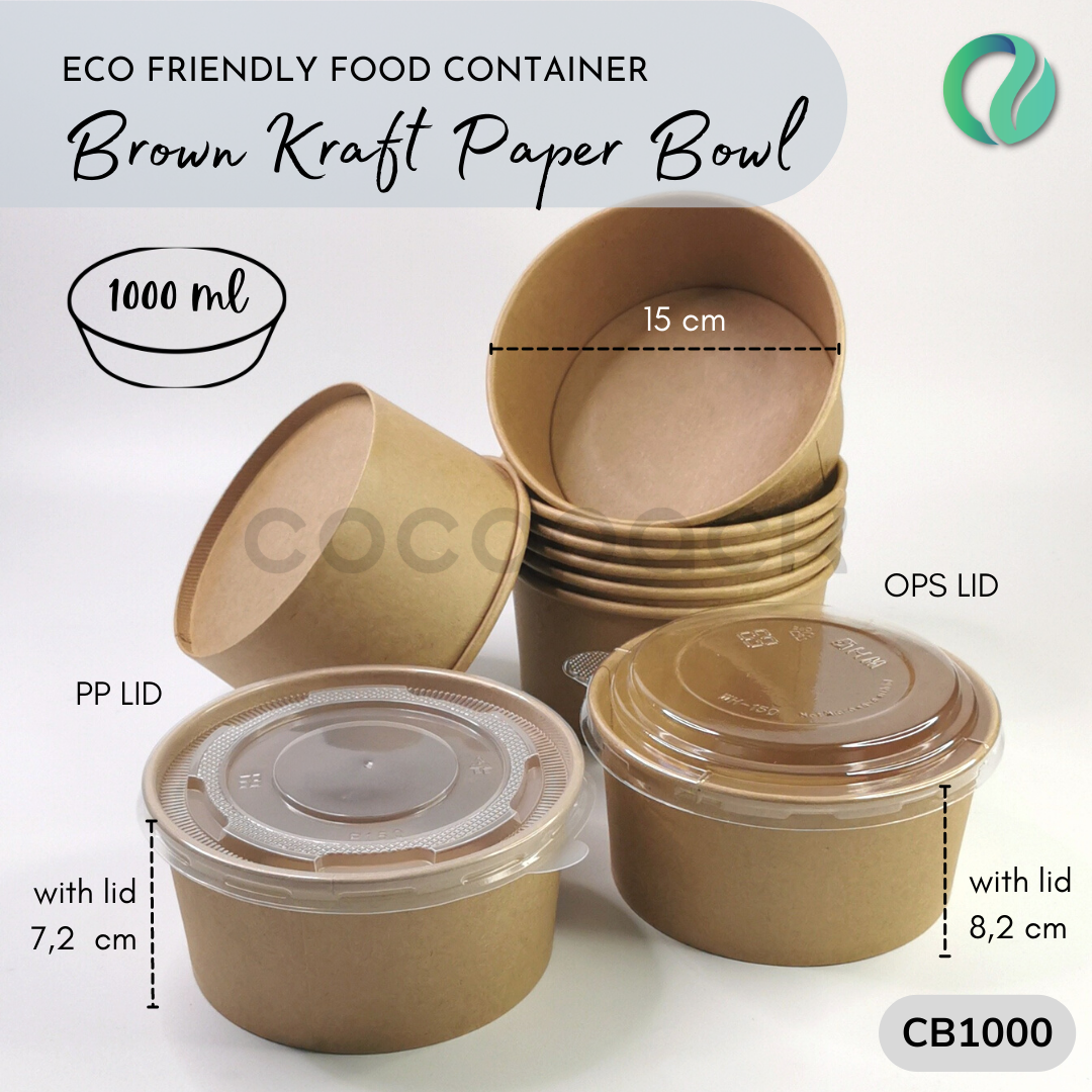 Salad Kraft Paper Bowl 500/750/1000/1300ml - Gambar 2