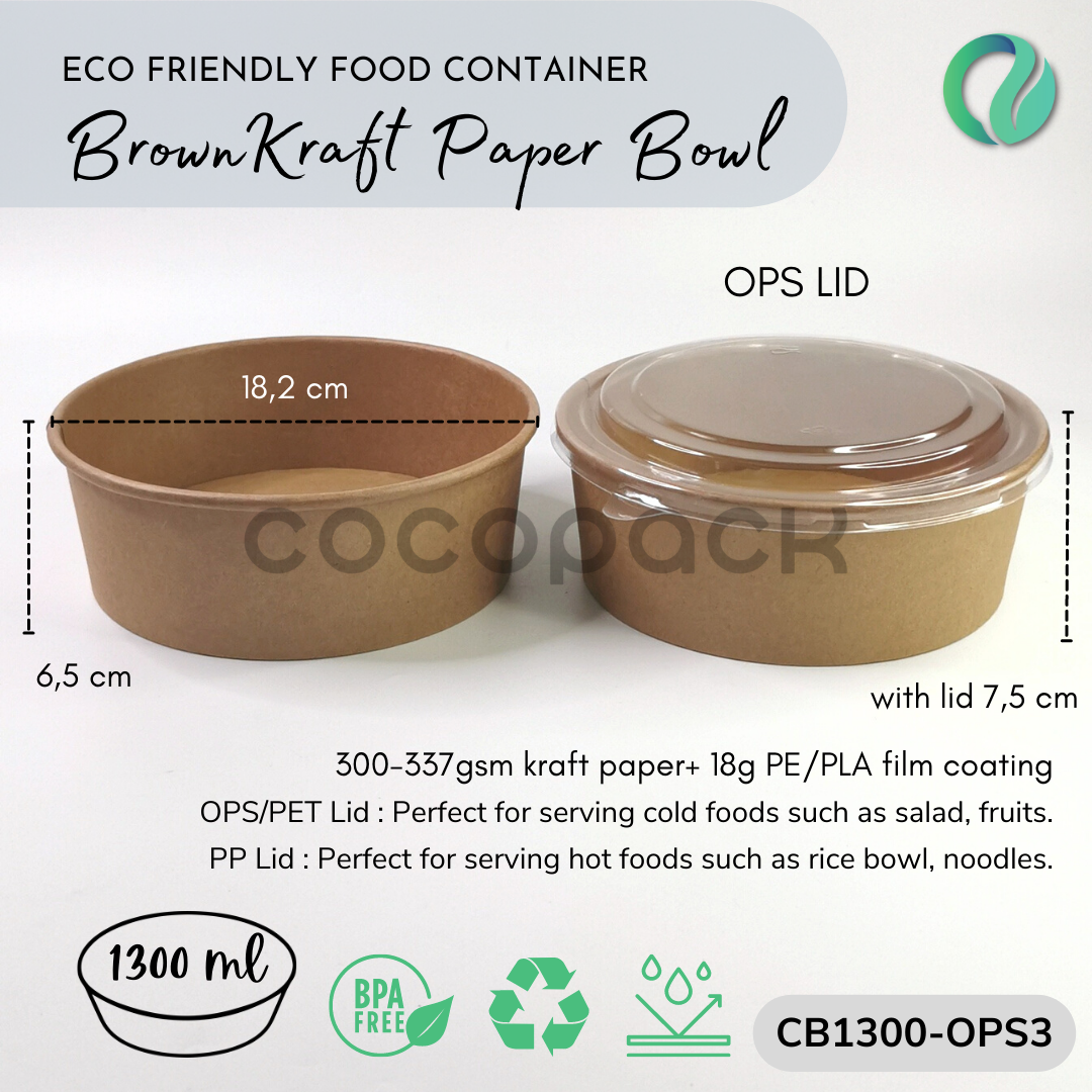 Salad Kraft Paper Bowl 500/750/1000/1300ml - Gambar 3