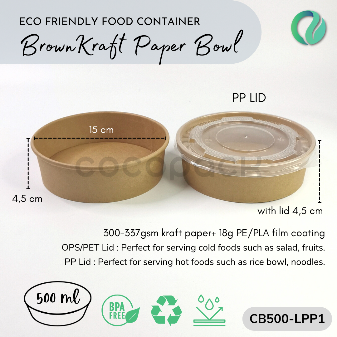 Salad Kraft Paper Bowl 500/750/1000/1300ml - Gambar 11
