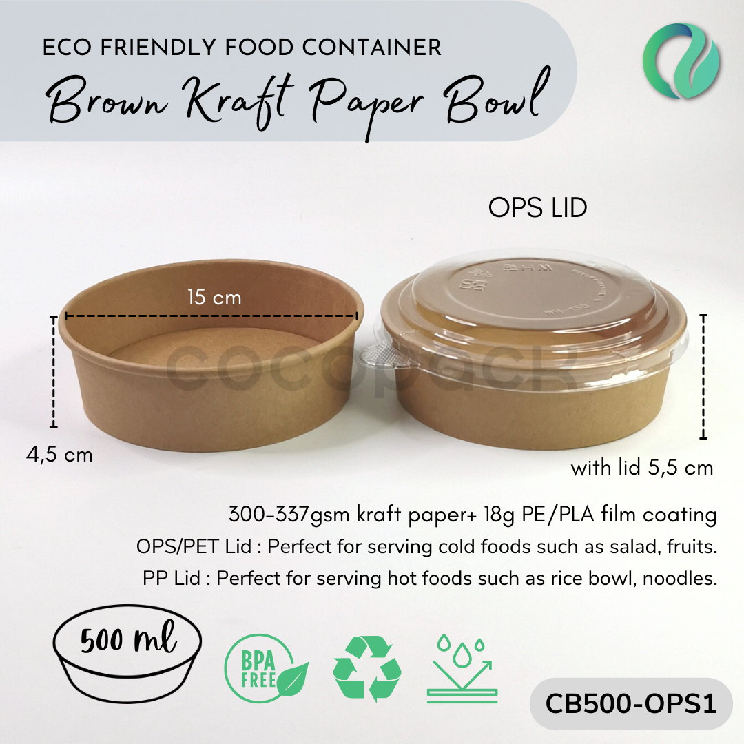 Salad Kraft Paper Bowl 500/750/1000/1300ml - Gambar 10