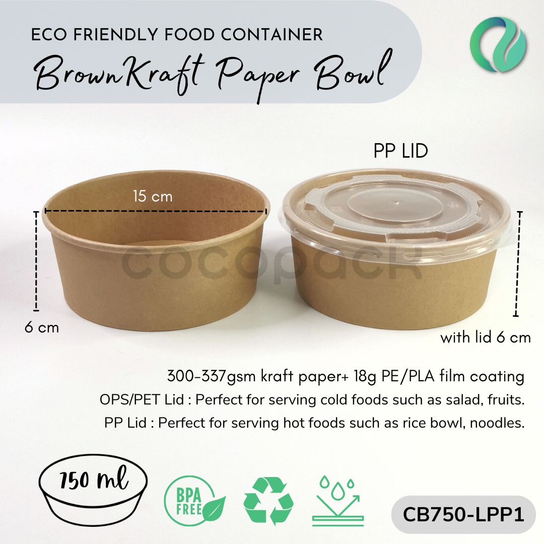 Salad Kraft Paper Bowl 500/750/1000/1300ml - Gambar 8