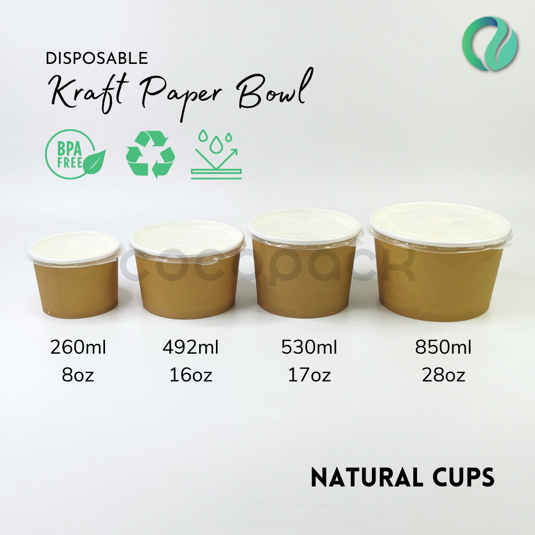 Natural Kraft Paper Bowl + PP LID