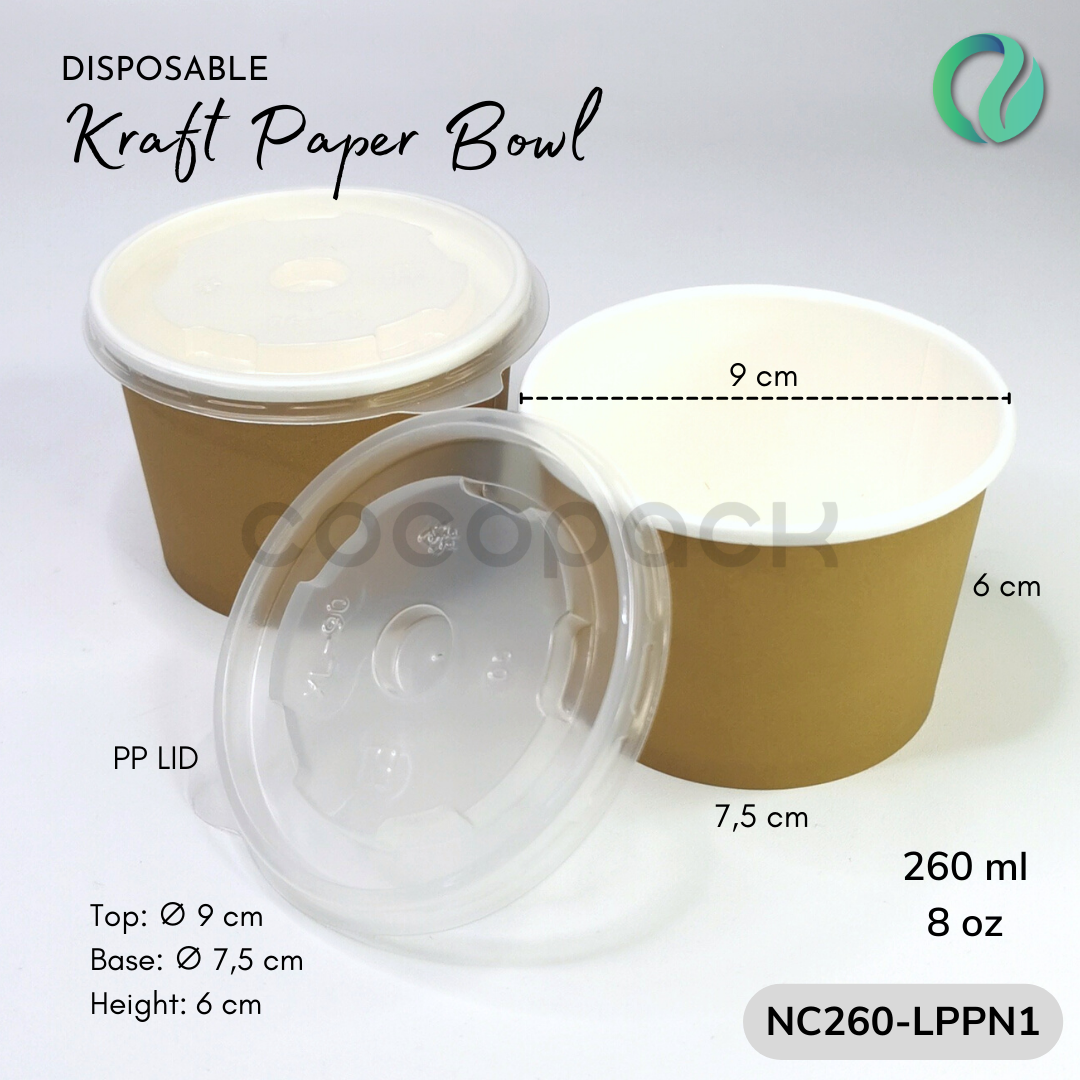Natural Kraft Paper Bowl + PP LID - Gambar 13