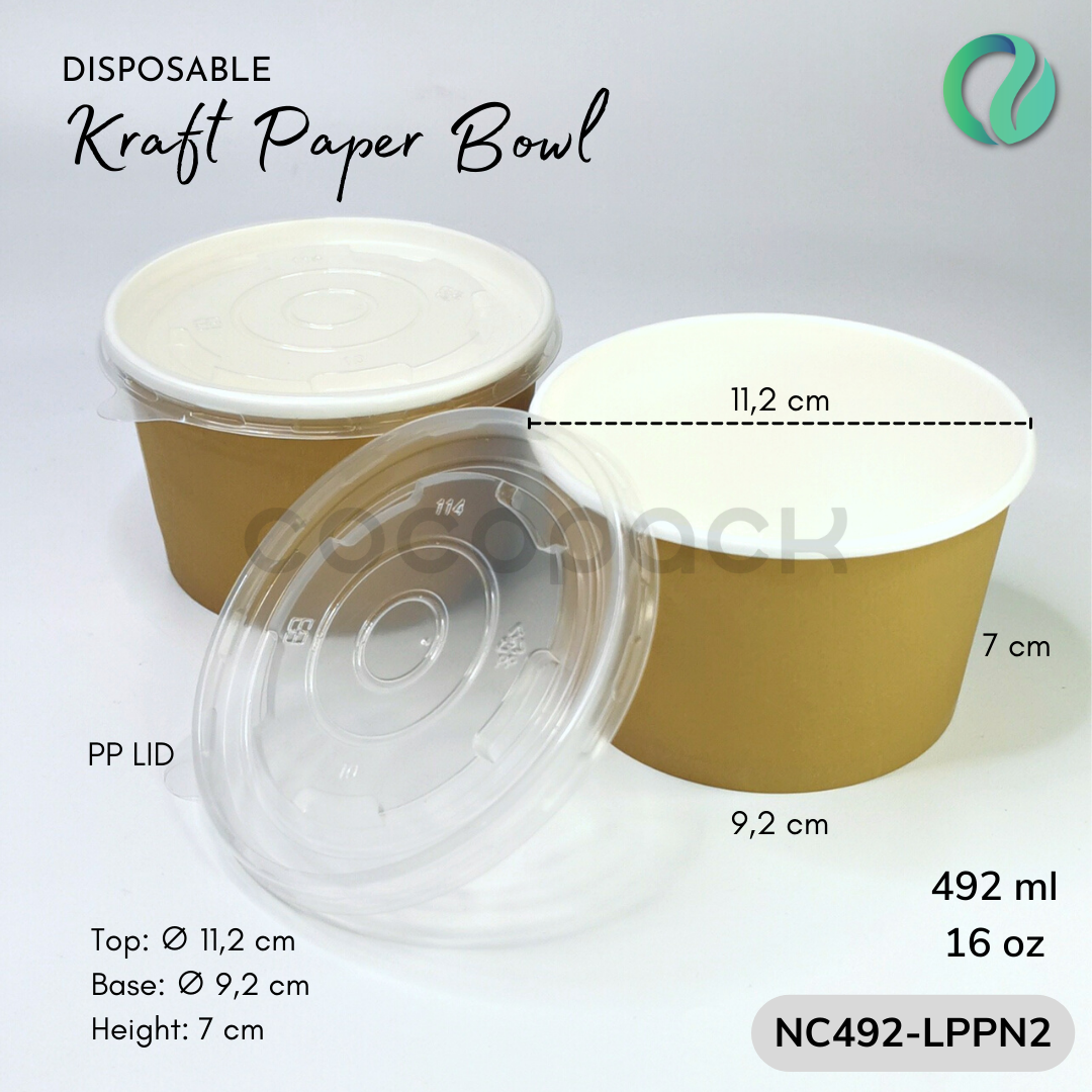 Natural Kraft Paper Bowl + PP LID - Gambar 11