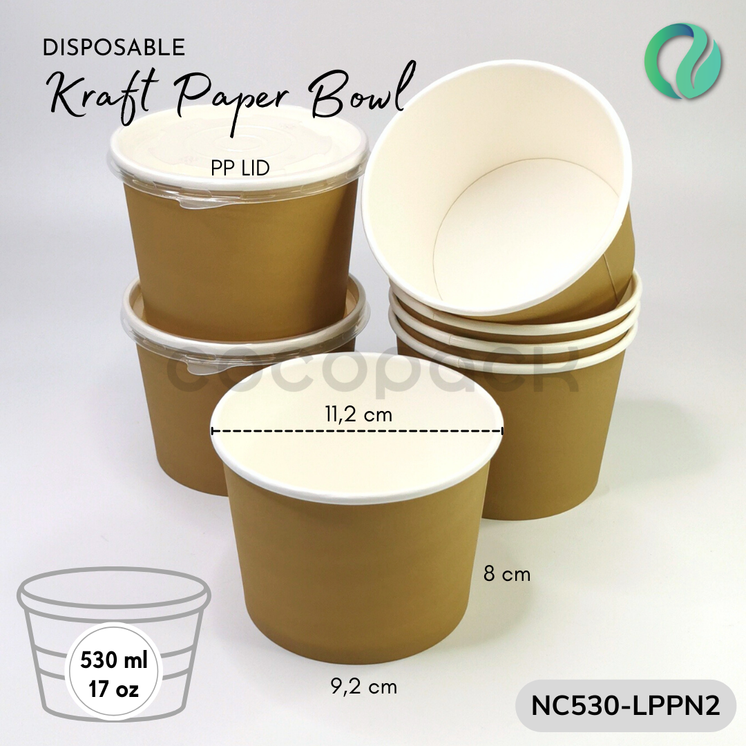 Natural Kraft Paper Bowl + PP LID - Gambar 10