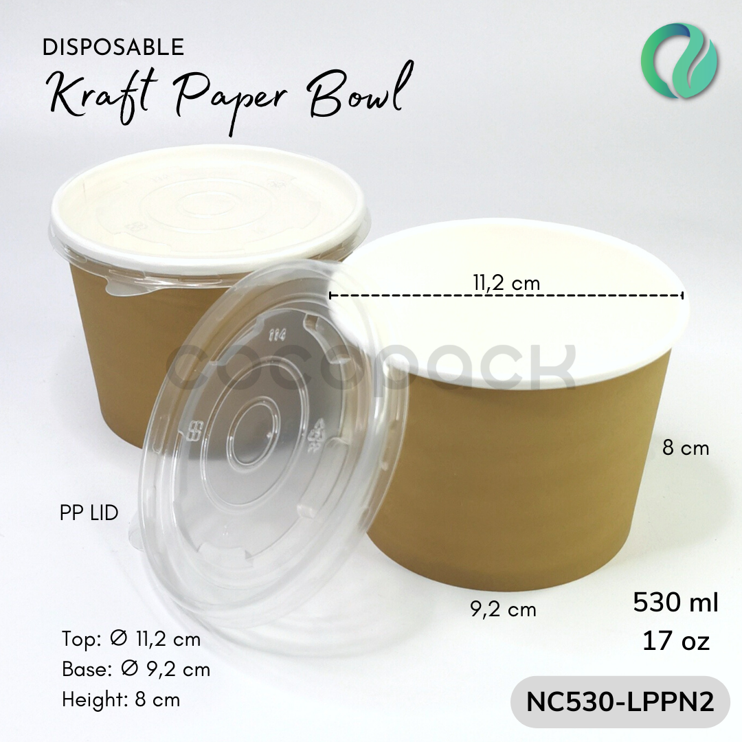 Natural Kraft Paper Bowl + PP LID - Gambar 9