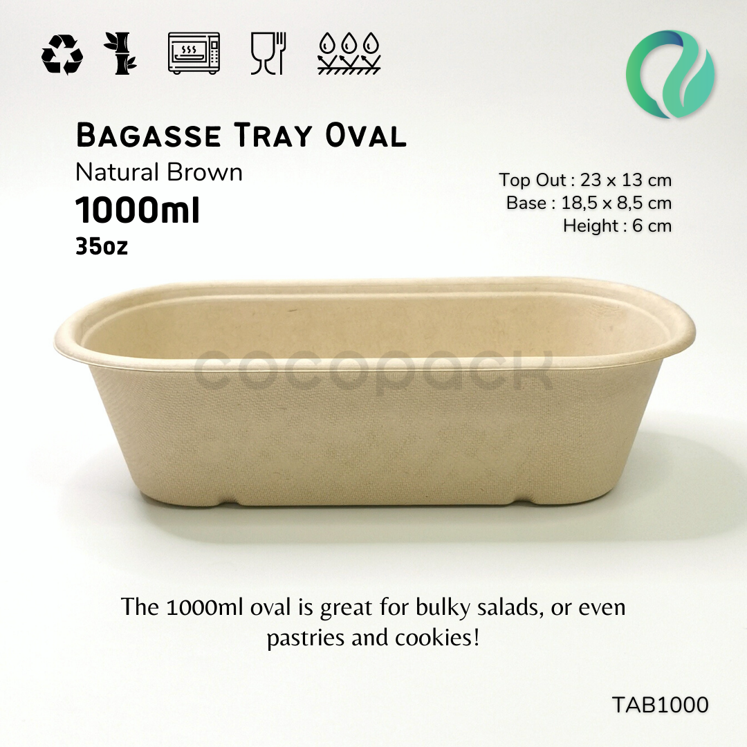 Natural Brown Sugarcane Bagasse Oval 1000 - Gambar 12