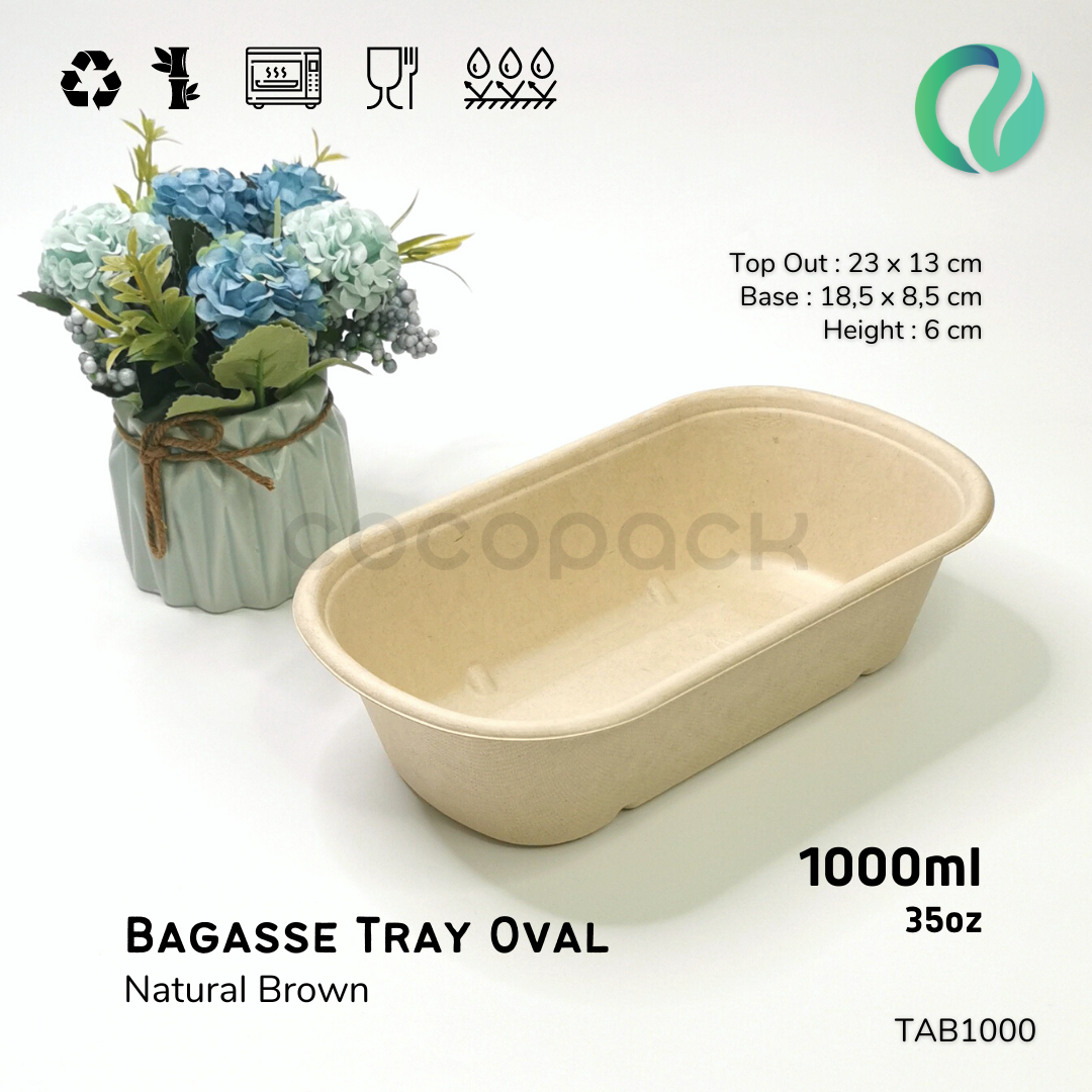 Natural Brown Sugarcane Bagasse Oval 1000 - Gambar 11