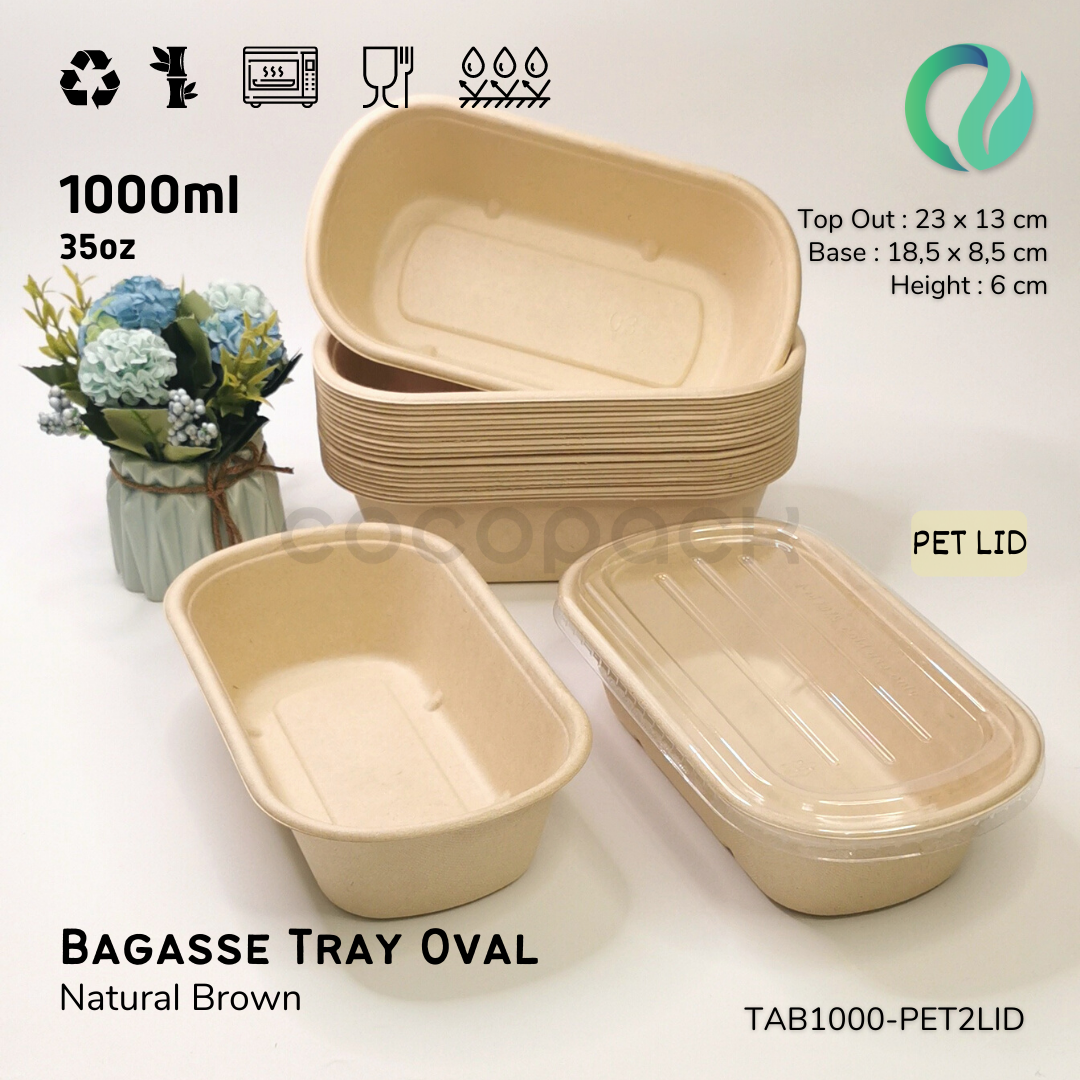 Natural Brown Sugarcane Bagasse Oval 1000 - Gambar 9
