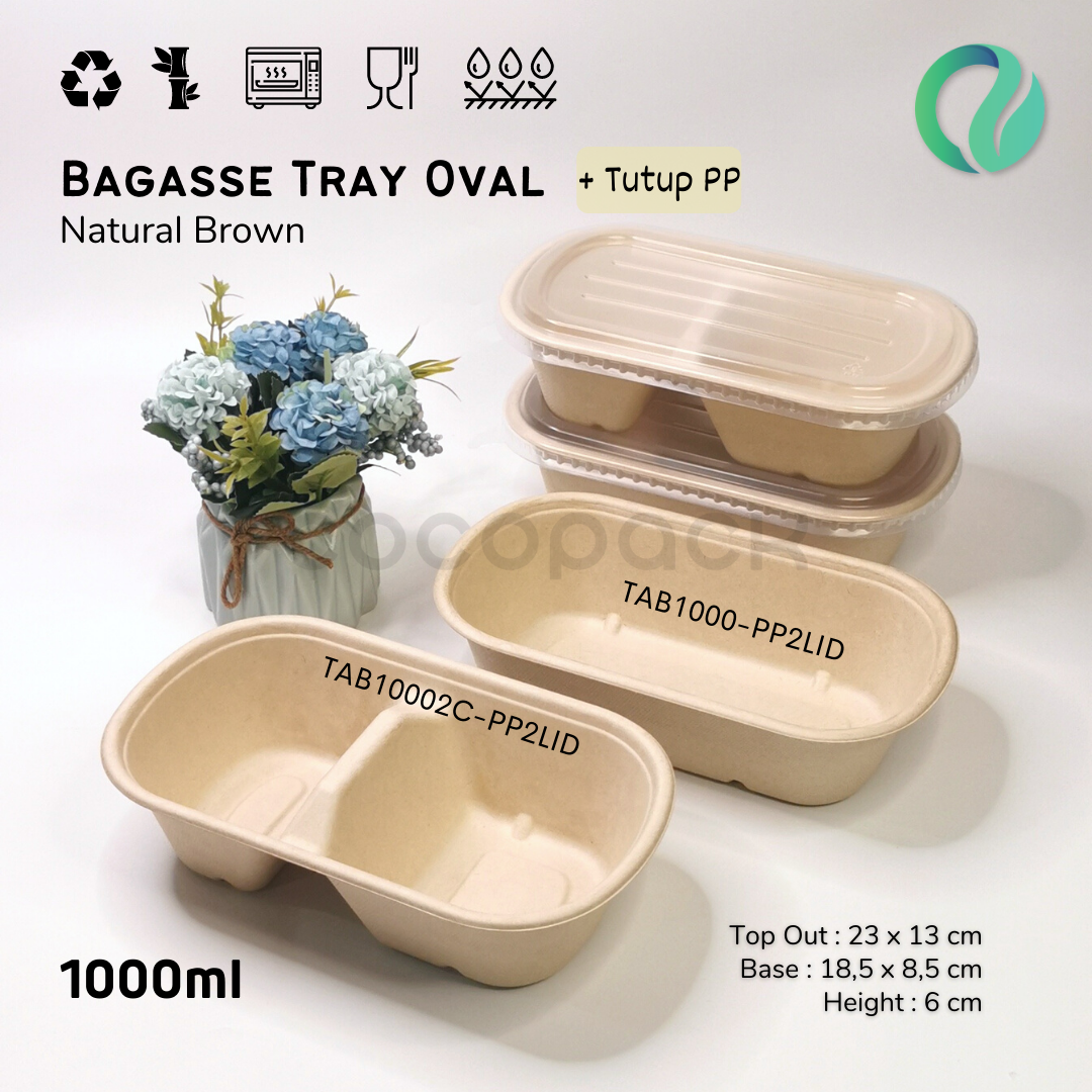 Natural Brown Sugarcane Bagasse Oval 1000