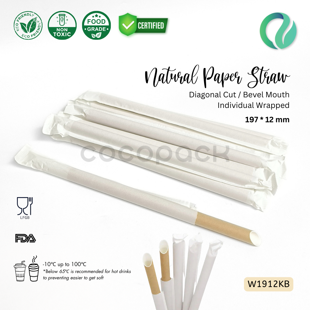 Individual Kraft Paper Straw Bevel Mouth 197*12mm - Gambar 4