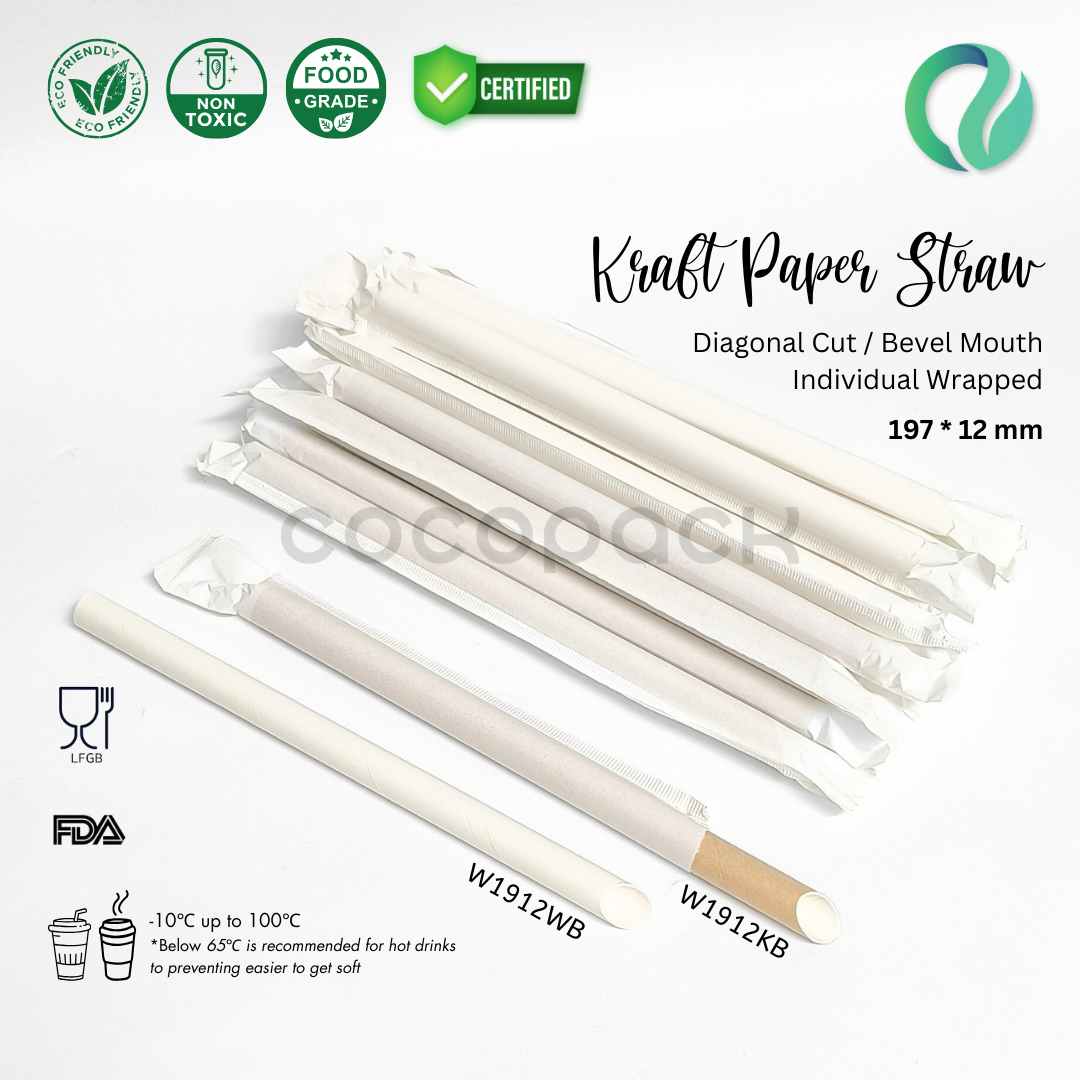 Individual Kraft Paper Straw Bevel Mouth 197*12mm - Gambar 2
