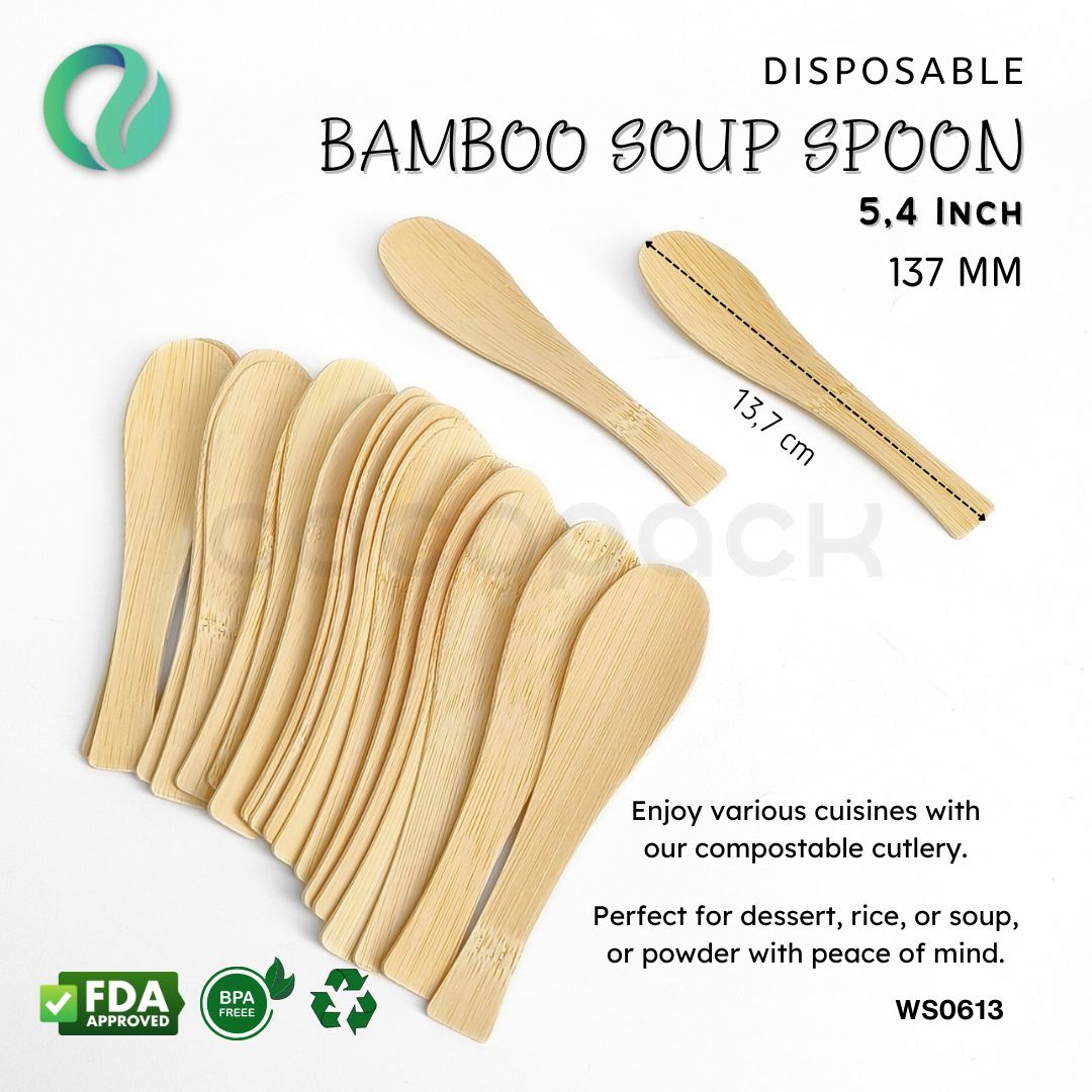 Disposable Bamboo Soup Spoon 13,7 cm - Gambar 5