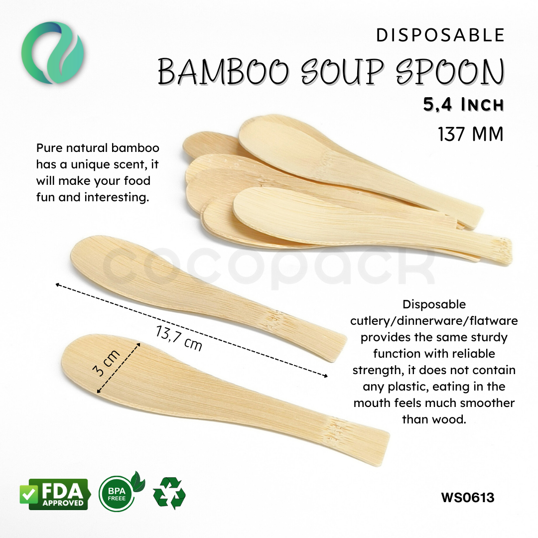 Disposable Bamboo Soup Spoon 13,7 cm - Gambar 4
